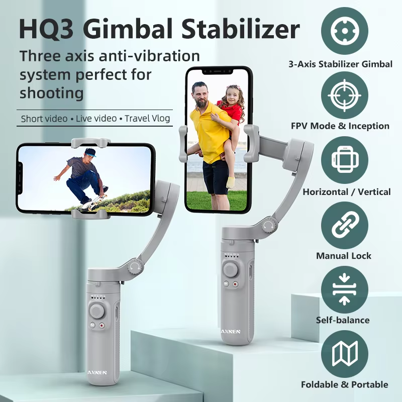 Gimbal Stabilizer For Phone 3 Axis - AXNEN 3축 짐벌 핸드헬드 셀프 스테빌라이저(삼각대
