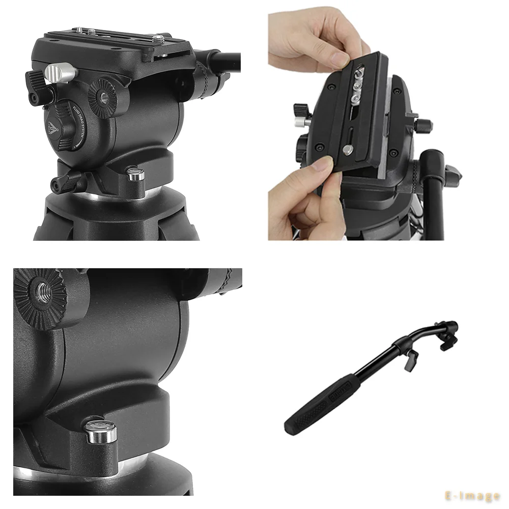 Video Tripod Fluid Head 75Mm - 2026년형 E-IMAGE EK650 프로페셔널 컴팩트 75mm