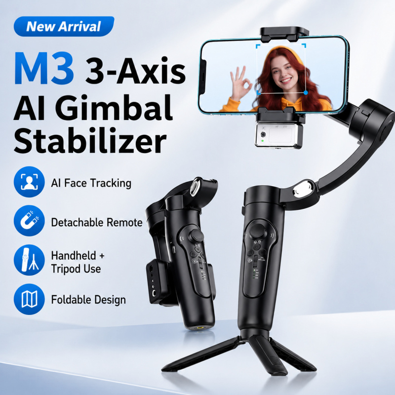 Gimbal Stabilizer For Phone 3 Axis - M3 3축 스마트폰 짐벌 스테빌라이저, AI