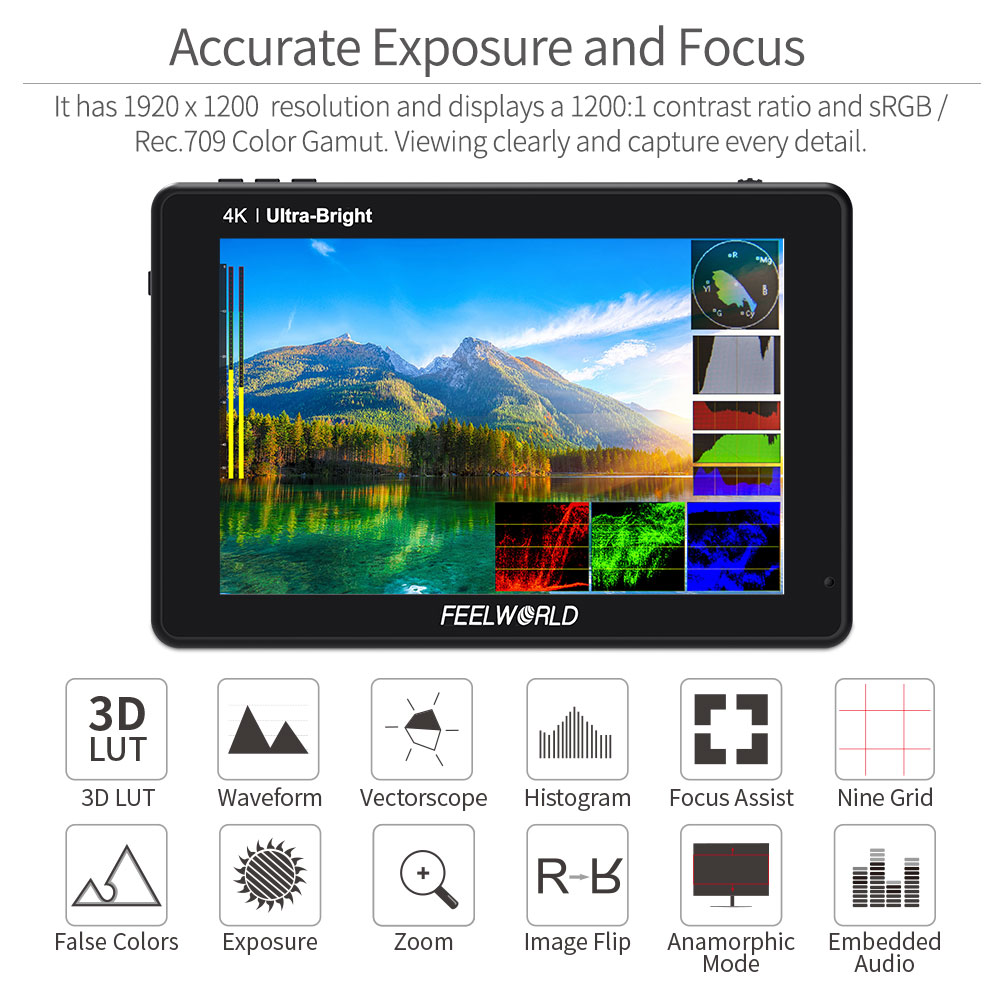 FEELWORLD 3D LUT 터치 스크린, DSLR  - Camera Monitor 7 Inch Hdmi 4K 리뷰 및 가격