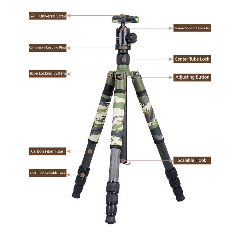 COBONE XILETU 위장 무늬 탄소 섬유 삼각대, - Video Head Tripod Carbon Fiber 리뷰 및 가격