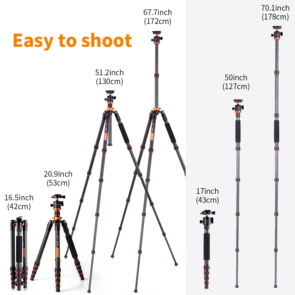 K&F CONCEPT SA255C1 68인치 카본 파이 - Video Head Tripod Carbon Fiber 리뷰 및 가격