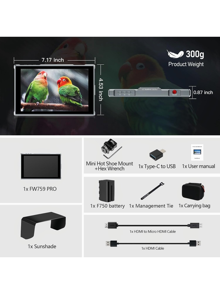 FEELWORLD FW759 PRO 7인치 터치스크린  - Camera Monitor 7 Inch Hdmi 4K 리뷰 및 가격