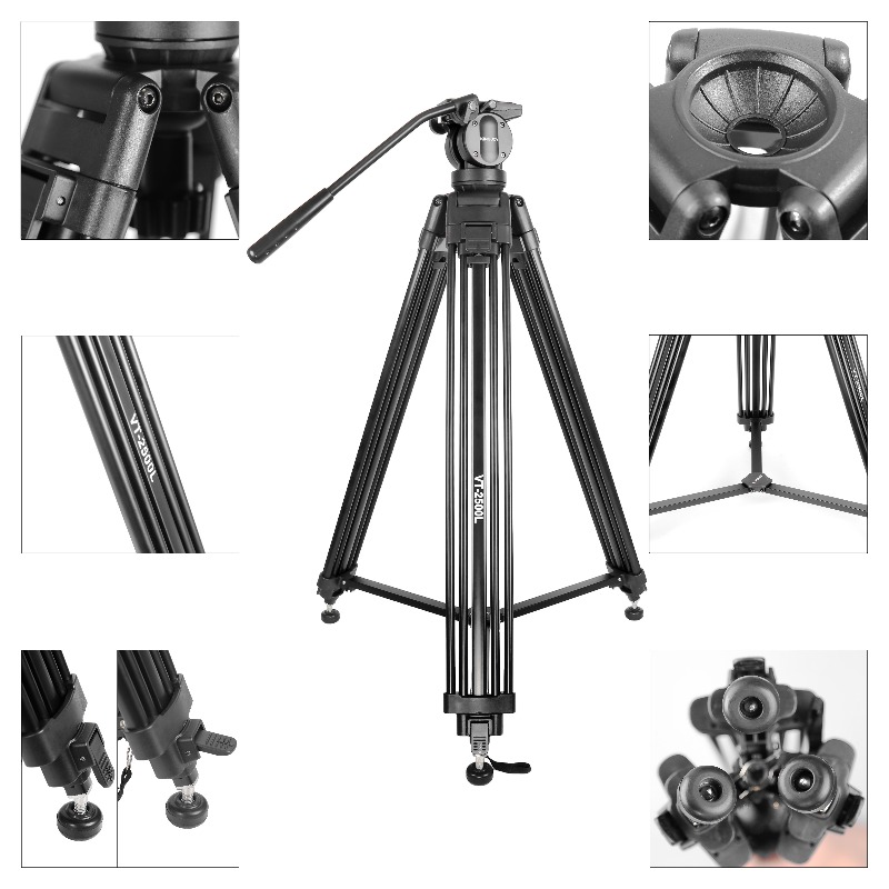 VT-2500L 75mm 볼 직경 전문가용 고성능 알루 - Video Tripod Fluid Head 75Mm 리뷰 및 가격