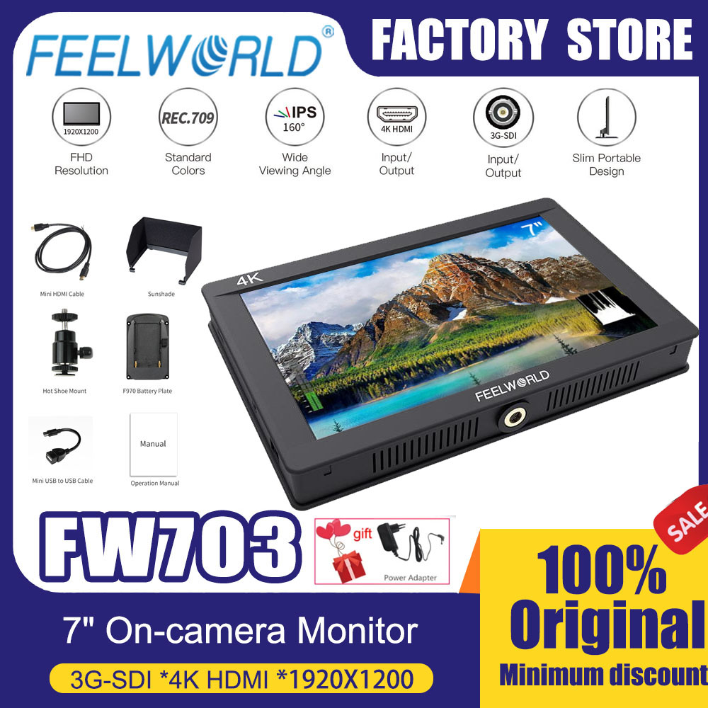 FEELWORLD 7인치 온카메라 모니터 FW703,  - Camera Monitor 7 Inch Hdmi 4K 리뷰 및 가격