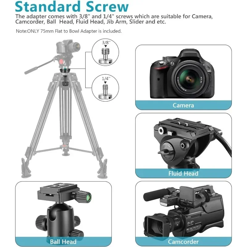 75mm 볼 어댑터, 금속 반구형 플랫-볼 어댑터, 3 - Video Tripod Fluid Head 75Mm 리뷰 및 가격