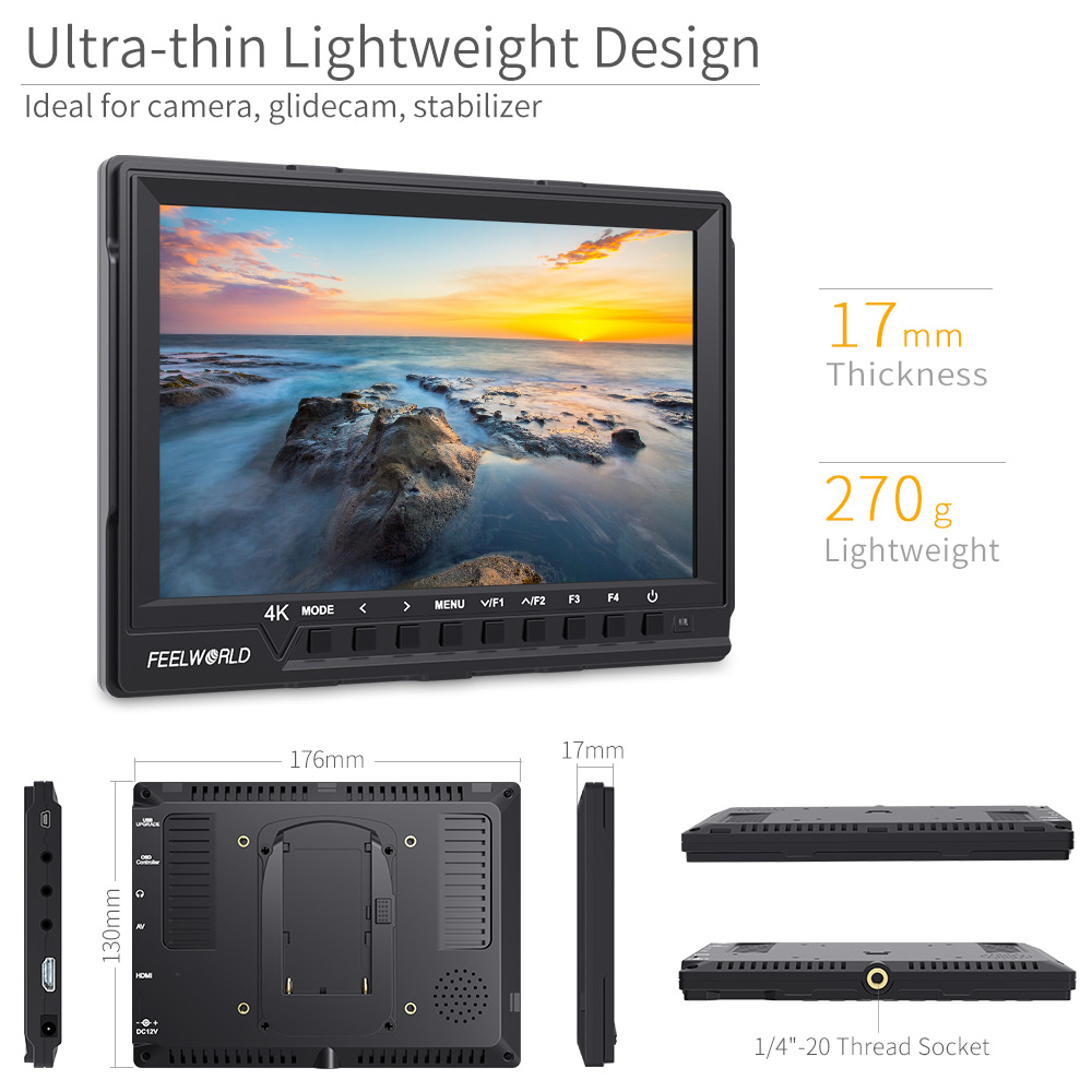 Feelworld-FW760 DSLR 리그용 7 인치  - Camera Monitor 7 Inch Hdmi 4K 리뷰 및 가격