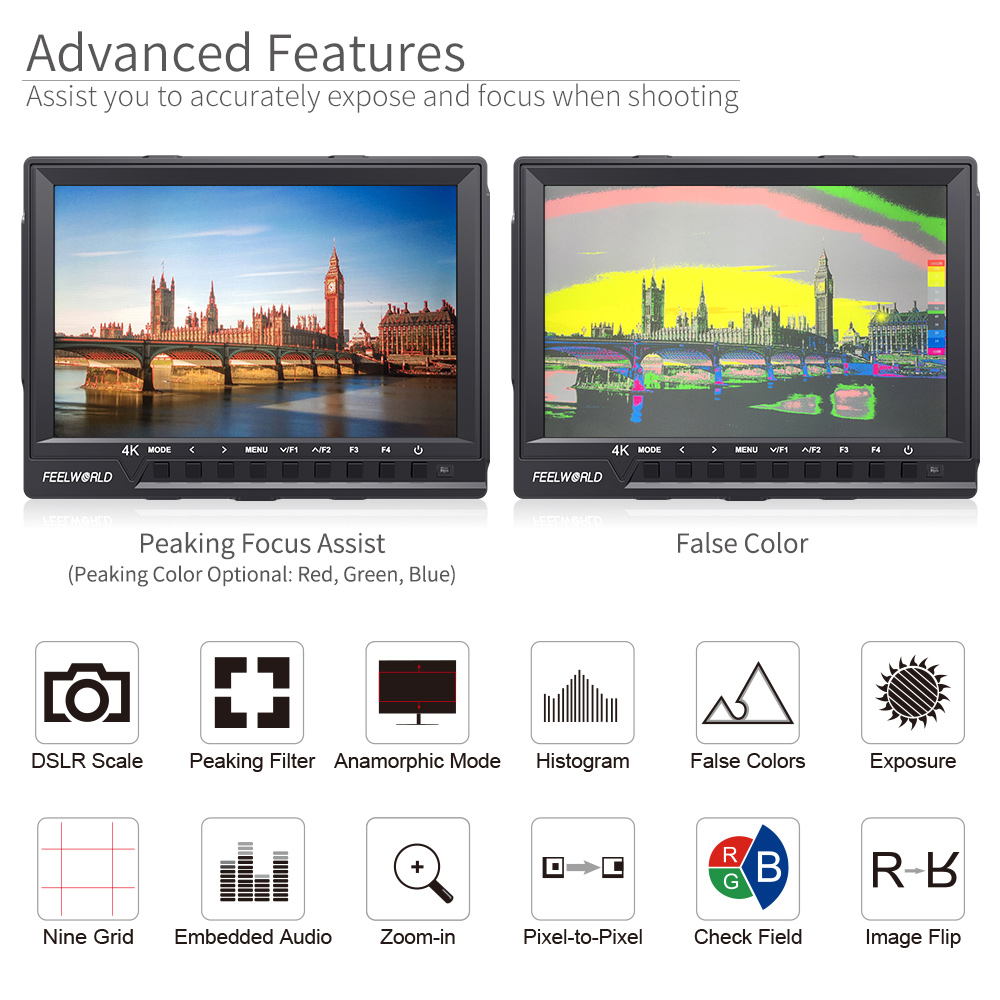 Feelworld-FW760 DSLR 리그용 7 인치  - Camera Monitor 7 Inch Hdmi 4K 리뷰 및 가격