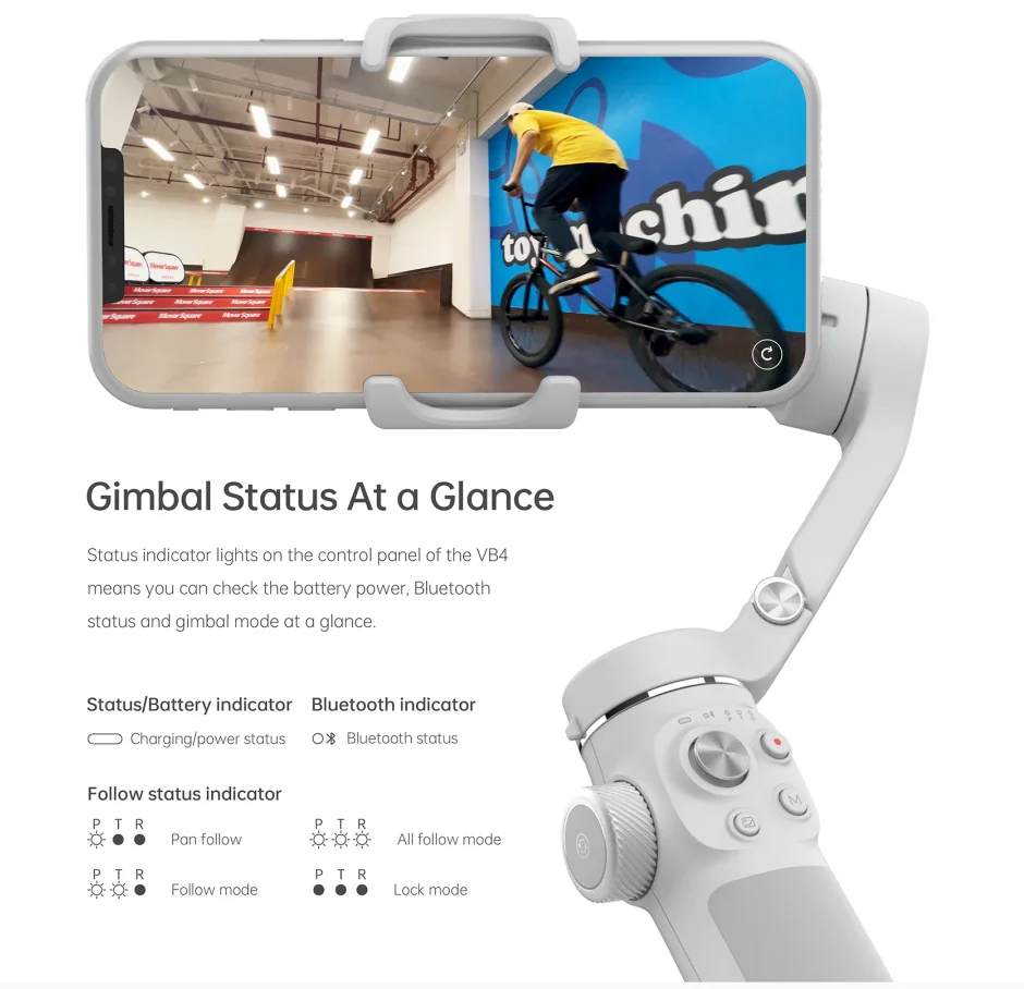 VB4 스마트폰 스테빌라이저 내장 셀카봉 얼굴 인식 3 - Gimbal Stabilizer For Phone 3 Axis 리뷰 및 가격